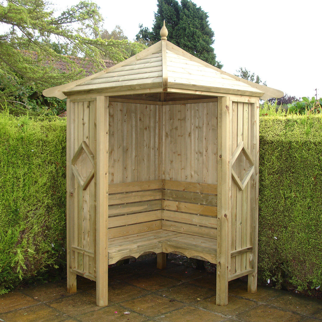 Shire GB Beley Wooden Corner Arbour Bench Clear 249cm H X 125cm W X 125cm D