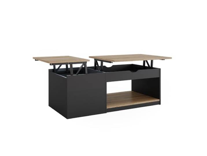 Vicco Couchtisch Avela, Schwarz, 55 x 110 cm klappbar mit zwei Ablageböden zur flexiblen Nutzung