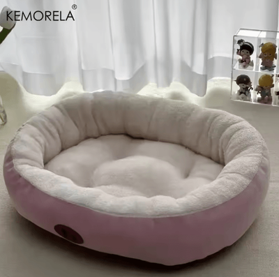 Inspire Picks Plush Oval Pet Bed Thickened, Machine Washable Dog & Cat Cushion For All Season Comfort pink s