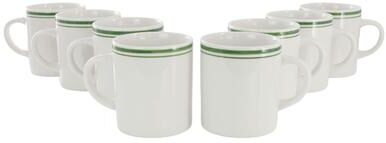 Gibson Homewares 8-Piece Set 16 Ounce Green Banded Mug