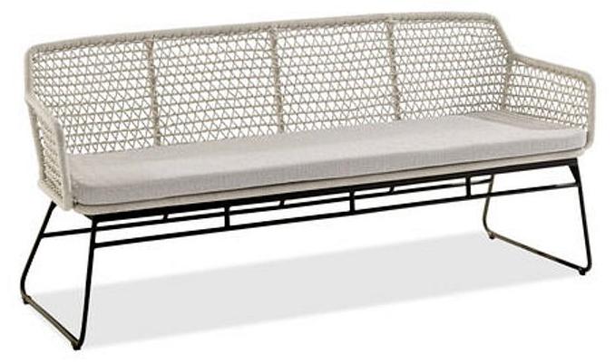 Niehoff Lido Gartenbank, pulverbeschichtetem Alu, Kordelgeflecht, 185 cm breit, 48 cm Sitzhöhe