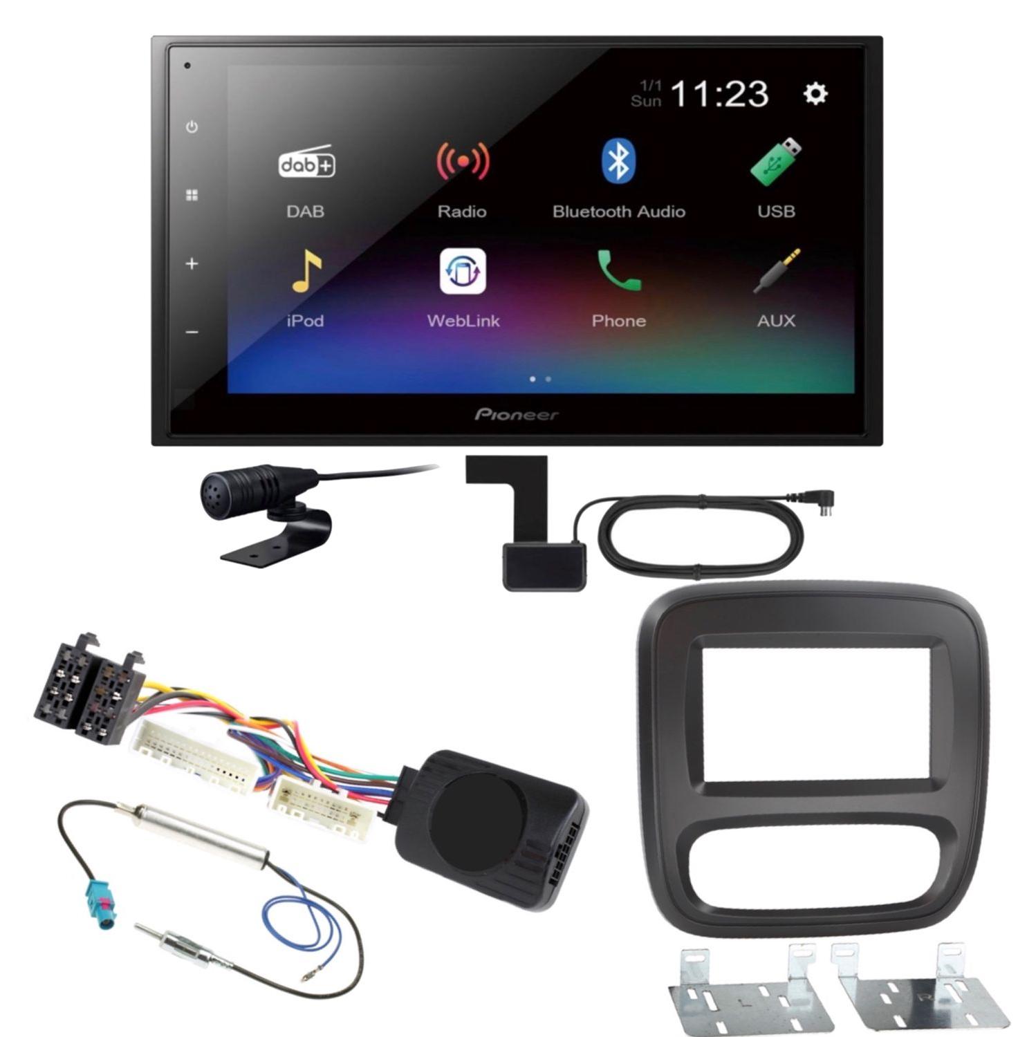 Pioneer DMH-A340DAB USB MP3 DAB+ Moniceiver FLAC Einbauset für Renault Trafic 3