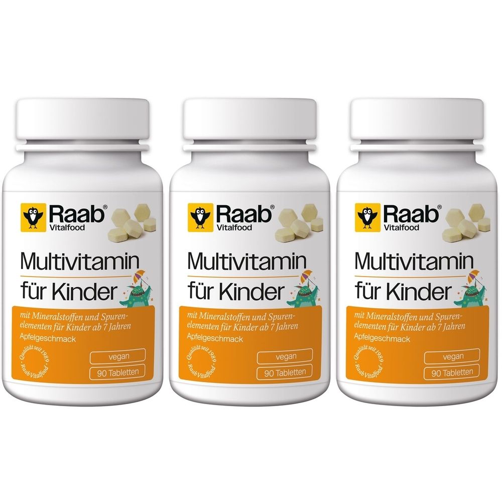 3x Raab Vitalfood Multivitamin für Kinder Pulver 3x90 St Lutschtabletten