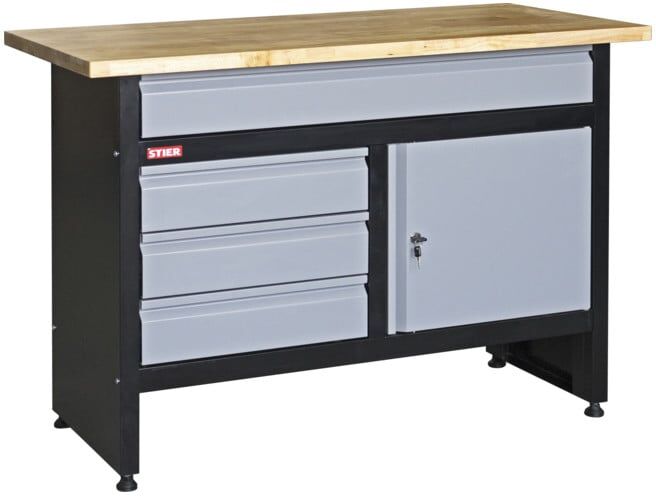 Set STIER Werkbank Basic+ BxTxH 1200x600x840 mm + Klappwerkbank Basic+