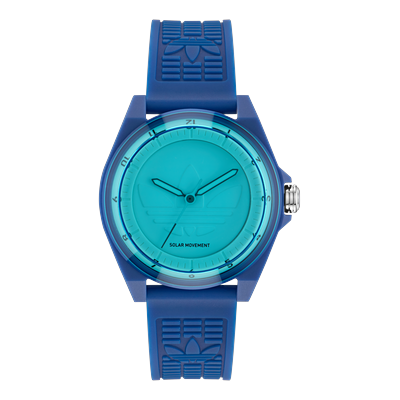 Solaruhr ADIDAS ORIGINALS "PROJECT FOUR SOLAR", blau (blau, weiß, blau), Armbanduhren, Damen, blau, Quarzuhr, Armbanduhr, Herrenuhr, Damenuhr, Resinarmband