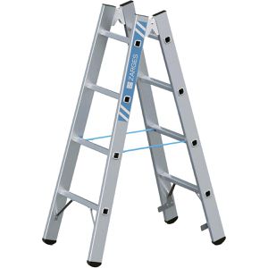 Zarges Stehleiter Coni B, 40274, beidseitig begehbar, aus Aluminium, bis 150kg, mit 2 x 4 Sprossen