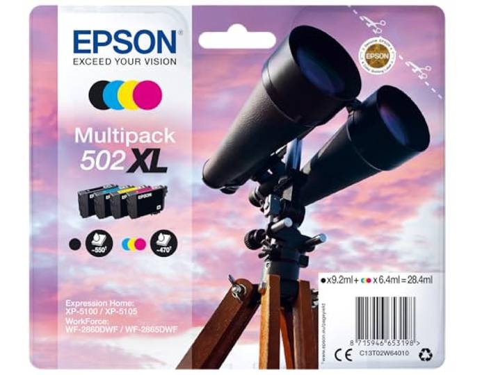 Epson 502XL Binoculars Genuine High Yield Multipack\, 4-colours Ink Cartridges