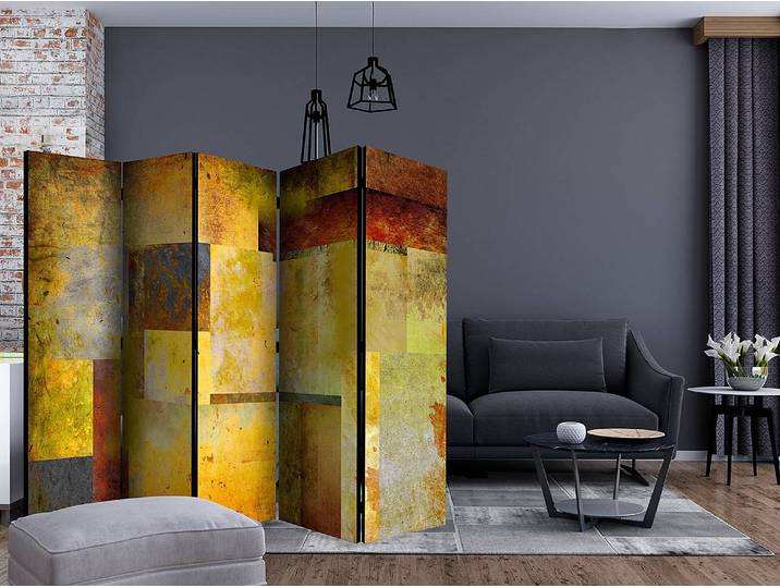Paravent Orange Hue of Art 1 côté Intissé sur bois massif Multicolore 225 x 172 x 3cm