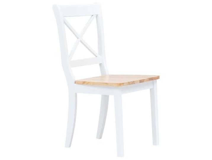 6 Essstühle, Weiß und helles Holz, massives Gummibaumholz Poliert, lackiert und lackiert, einfache Reinigung, maximal 110 kg pro Sitz, schlichtes und elegantes Design