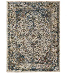 KADIMA DESIGN Teppich im Vintage-Stil | Recyceltes Polyester | Medaillon-Design | Fußbodenheizung geeignet | 200x300cm