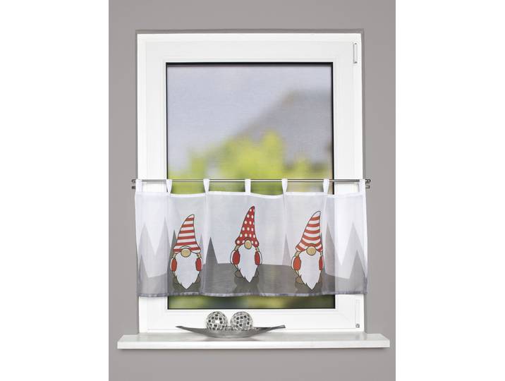 Scheibengardine HOME WOHNIDEEN IMPALO Gr. 1, rot, B:120cm H:45cm, Voile, Polyester, Gardinen, Scheibengardine, Schlaufencafehaus Voile digital bedruckt