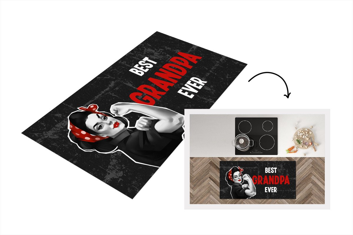 KitchenYeah Keukenloper Vinyl Best Grandpa Ever - 120 x 60 cm