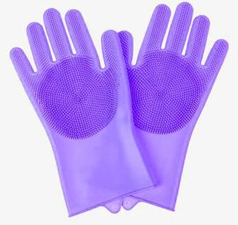Uplifted Finds Silicone Pet Grooming And Bathing Gloves For Hair Removal And Cleaning purple