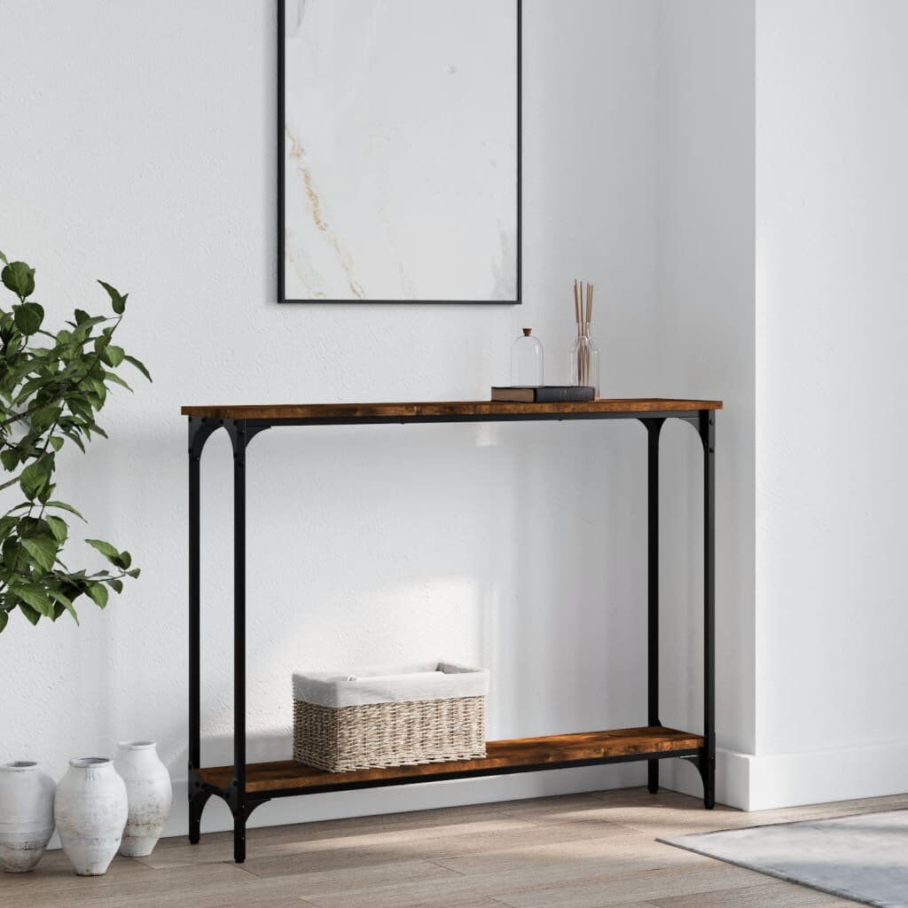 vidaXL Console Table Smoked Oak 75cm H x 100cm W x 22.5cm D