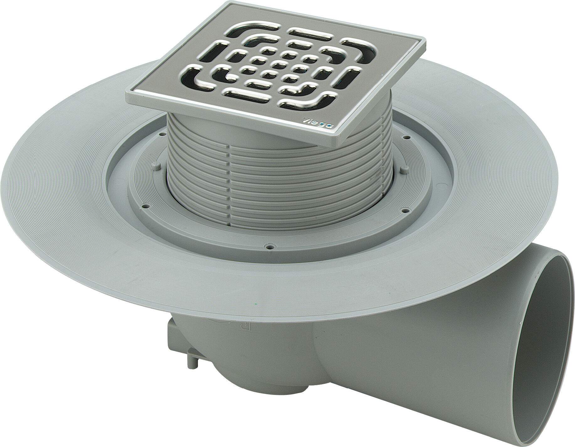 Viega Advantix siphon de sol 557164 DN 70, plastique gris, siphon horizontal