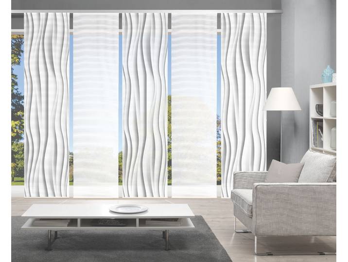 Schiebegardine VISION S WELLO 5er SET Gr. 1, grau, B:60cm H:260cm, Polyester, Gardinen, Schiebegardine, Bambus-Optik, Digital bedruckt