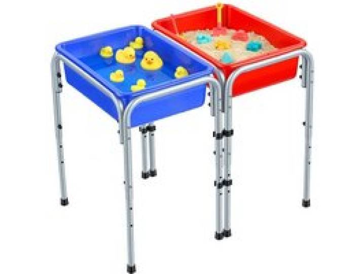VEVOR Sensorischer Tisch, 2-Stationen-Aktivitätstisch mit Abnehmbaren Aufbewahrungsboxen & Rutschfesten Füßen, Rahmen aus Kohlenstoffstahl, Abgerundete Ecken, für Kinder im Alter von 3-6 Jahren