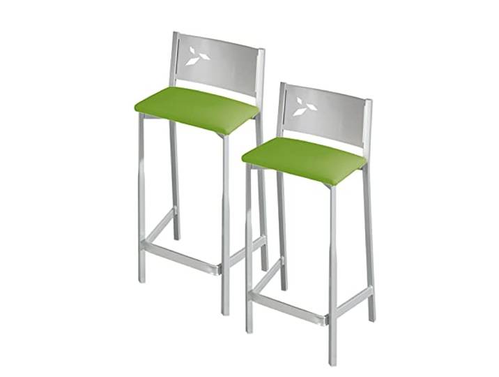 ASTIMESA Zwei Hocker für die Küche, 60 cm, Kunstleder, Grün