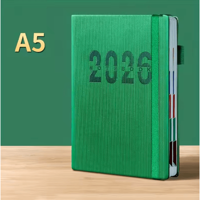 2026 Daily Planner Notebook 365 Day Time Management & Productivity Organizer 400 Pages green