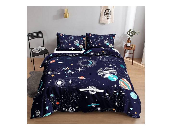 LuxusKollektion Kinderbettwäsche Kinderbettwäsche 135x200cm Sternenhimmel blau