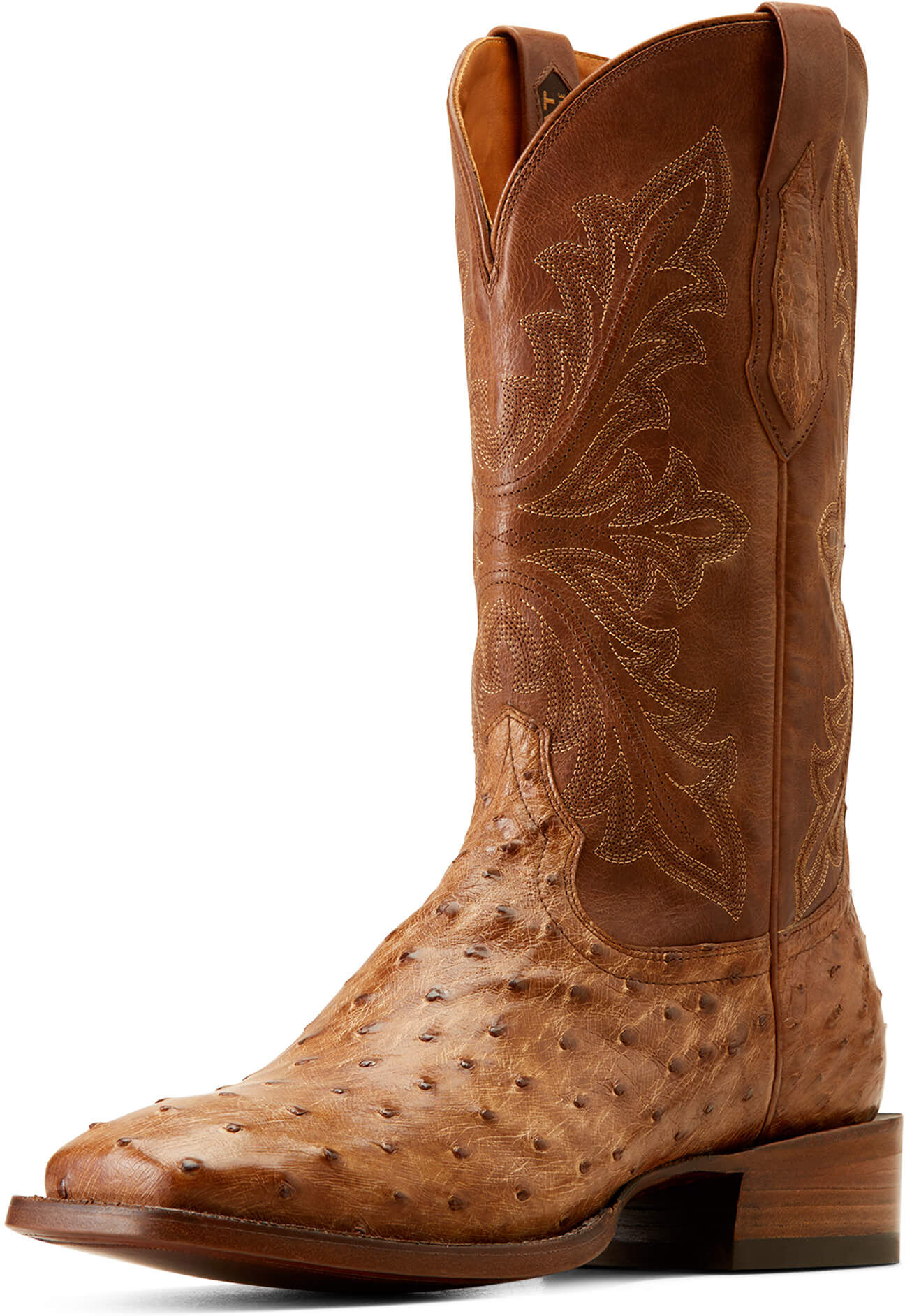 Men's Bench Made Bassett Cowboy Boots in Buckskin Full Quill Ostrich Leather, Size: 11.5 D / Medium by Ariat
