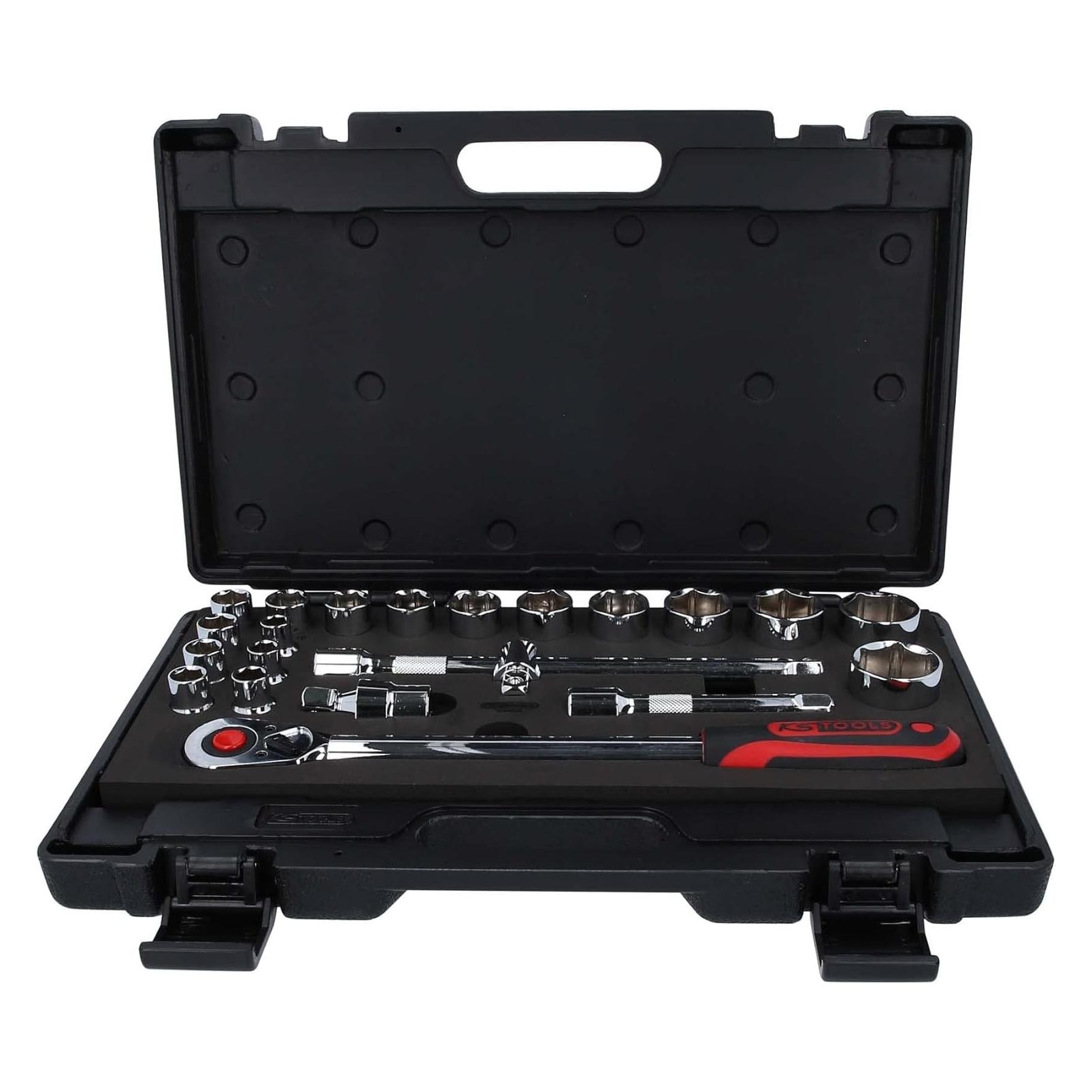 KS Tools 1/2" CHROMEplus Steckschlüssel-Satz, 22 Teile, Flank Traction (918.0625)
