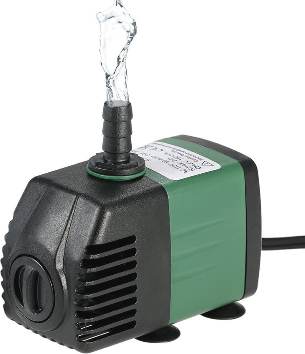 Mini Dompelwaterpomp voor Aquaria, Vijvertuinen en Hydrocultuur, 1500 l/u, Zwart