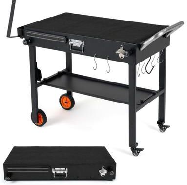 Costway Folding Grill Cart for 17 and 22 Inch Griddles with Heat-Resistant Mat
