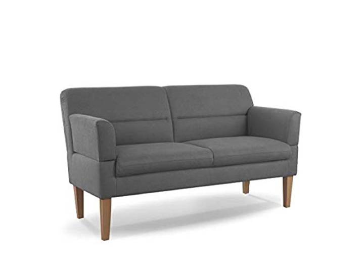CAVADORE 2,5-Sitzer Küchensofa Kira / Sitzbank für Küche, Esszimmer oder Wohnküche inkl. Armteilverstellung / Leichte Fleckenentfernung dank Soft Clean / 168 x 94 x 81 / Flachgewebe: Grau