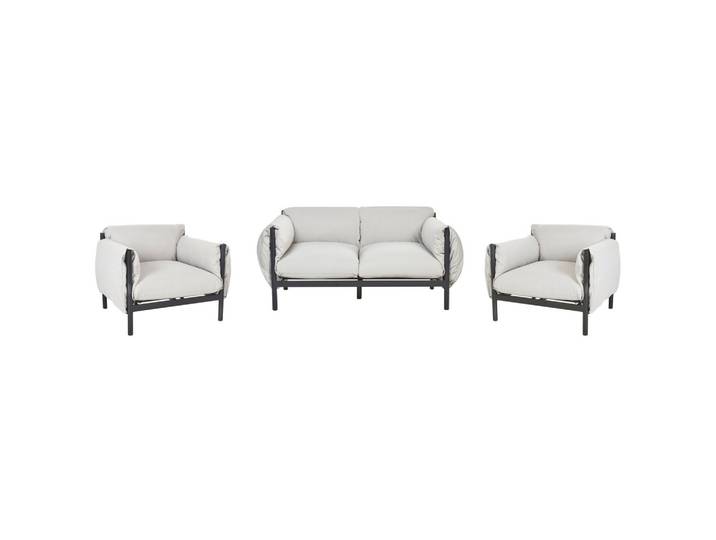 4-SITZER LOUNGE SET Aluminium hellgrau/schwarz Esperia