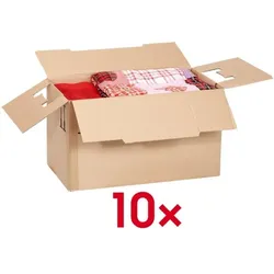 Nestler 10 Stück Umzugskartons 36,1/66/40 cm braun, 36.1x40x66 cm