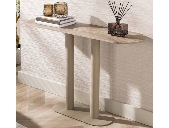 Konsolentisch Hulpe , 3D Keramik Travertin , beige