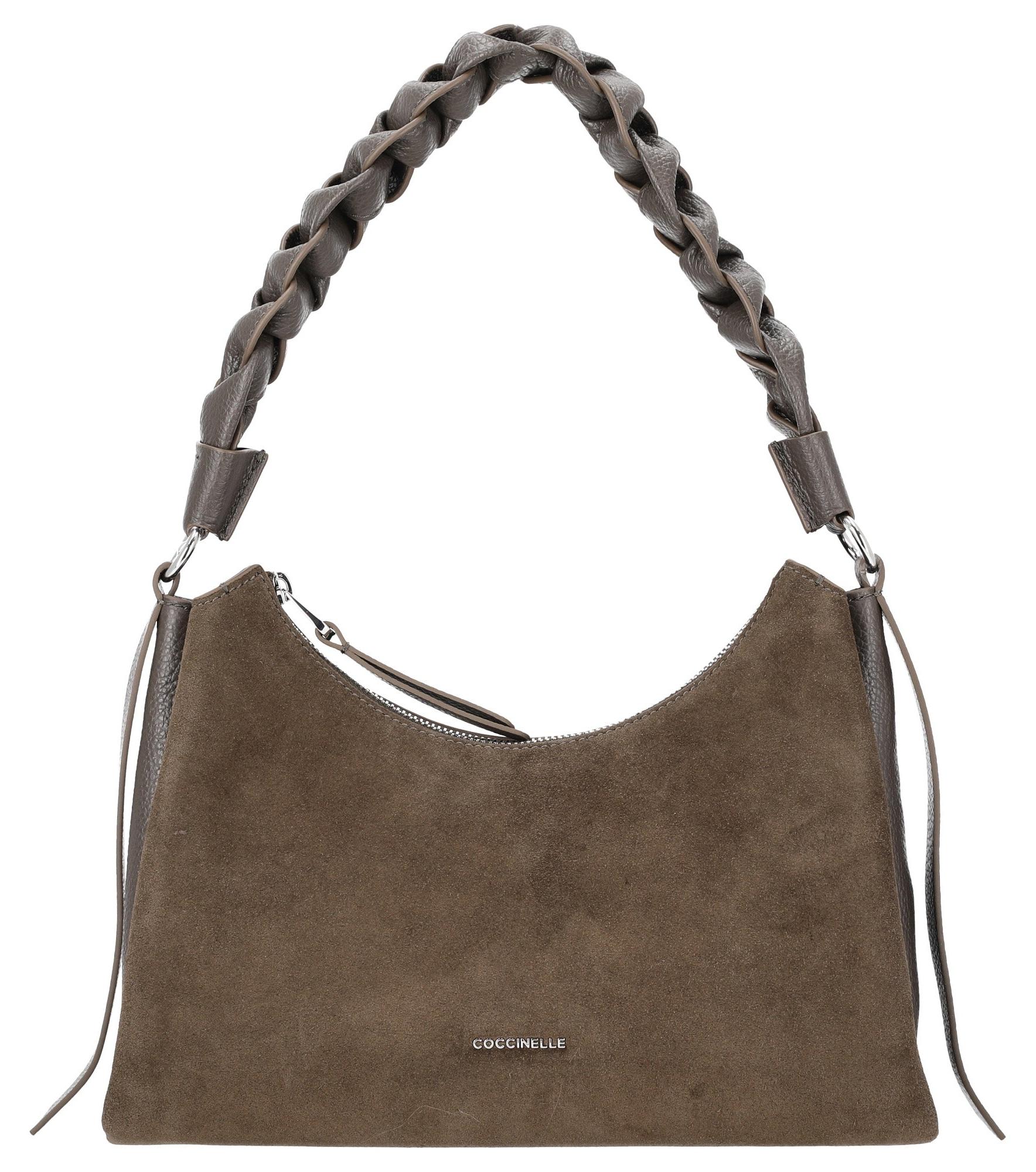 Coccinelle Boheme Suede Bimaterial - Schultertasche 30 cm (fango/fango)