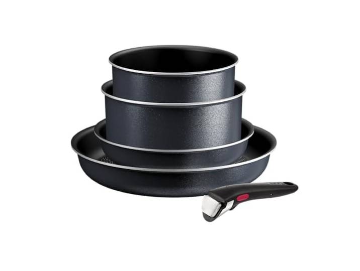 Tefal Ingenio So'Light 5-teiliges Kochgeschirr-Set, leichte Töpfe und Pfannen, Light Tech Technologie, abnehmbarer Griff, Titan-Antihaftbeschichtung, L7239523