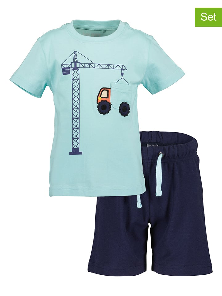 Blue Seven 2tlg. Outfit in Türkis/ Dunkelblau - 128