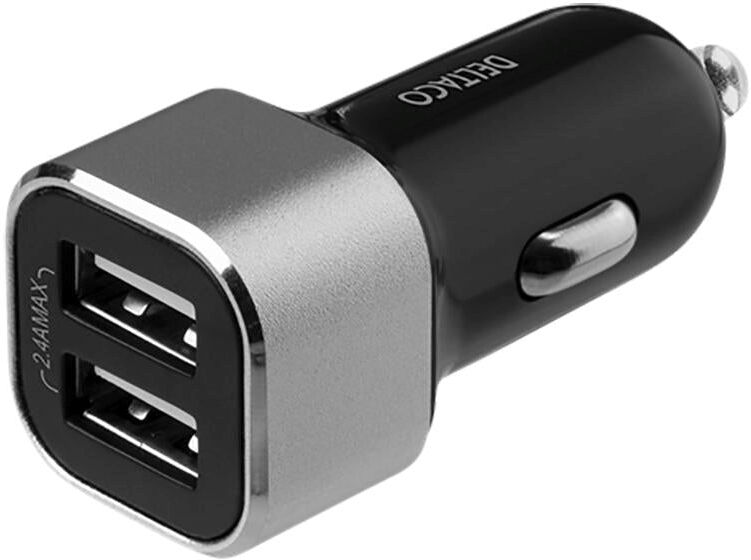Deltaco 17W Biloplader 2 x USB-A - Sort