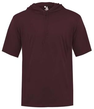 Badger Sport 4123 B Core S/S Hood Top in Maroon size 3XL   Polyester 412300, BG4123