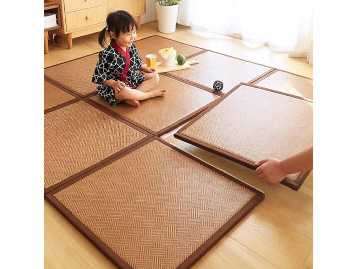 IQOAIJ Japanische Tatami Matte Faltbare Matratze Verdicken Bambus Japaner Matte Tatami Faltbare Matratze aus dickem Bambus Holz füR Yoga Zen-Raum Teestube,002,180 x 180 cm