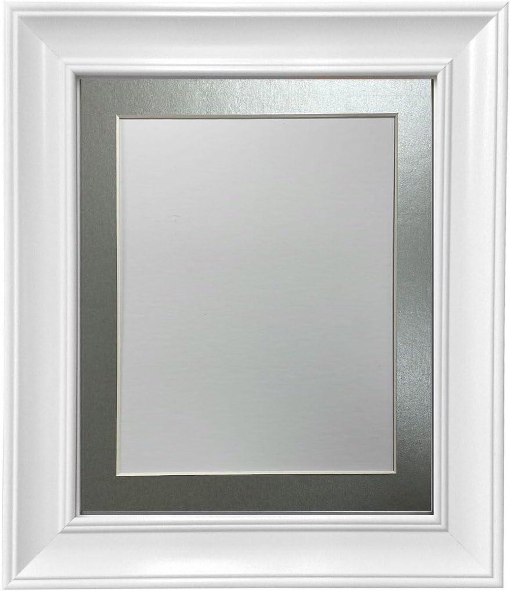 Fotolijst Scandi Witte lijst met zilveren houder en kunststof glas - 40 x 40 cm - Wit