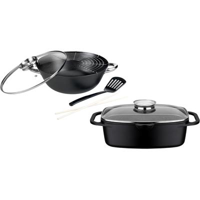 Topf-Set GSW "Gourmet Granit", schwarz, Töpfe, Induktion