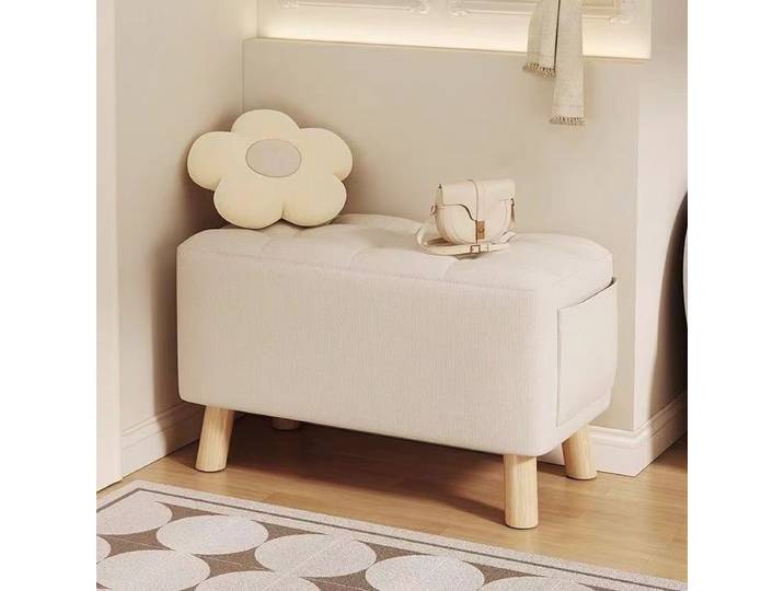 Tabouret de changement de chaussures à la porte de la maison, petit tabouret carré simple en bois massif, petit banc dans le salon, tabouret de table basse
