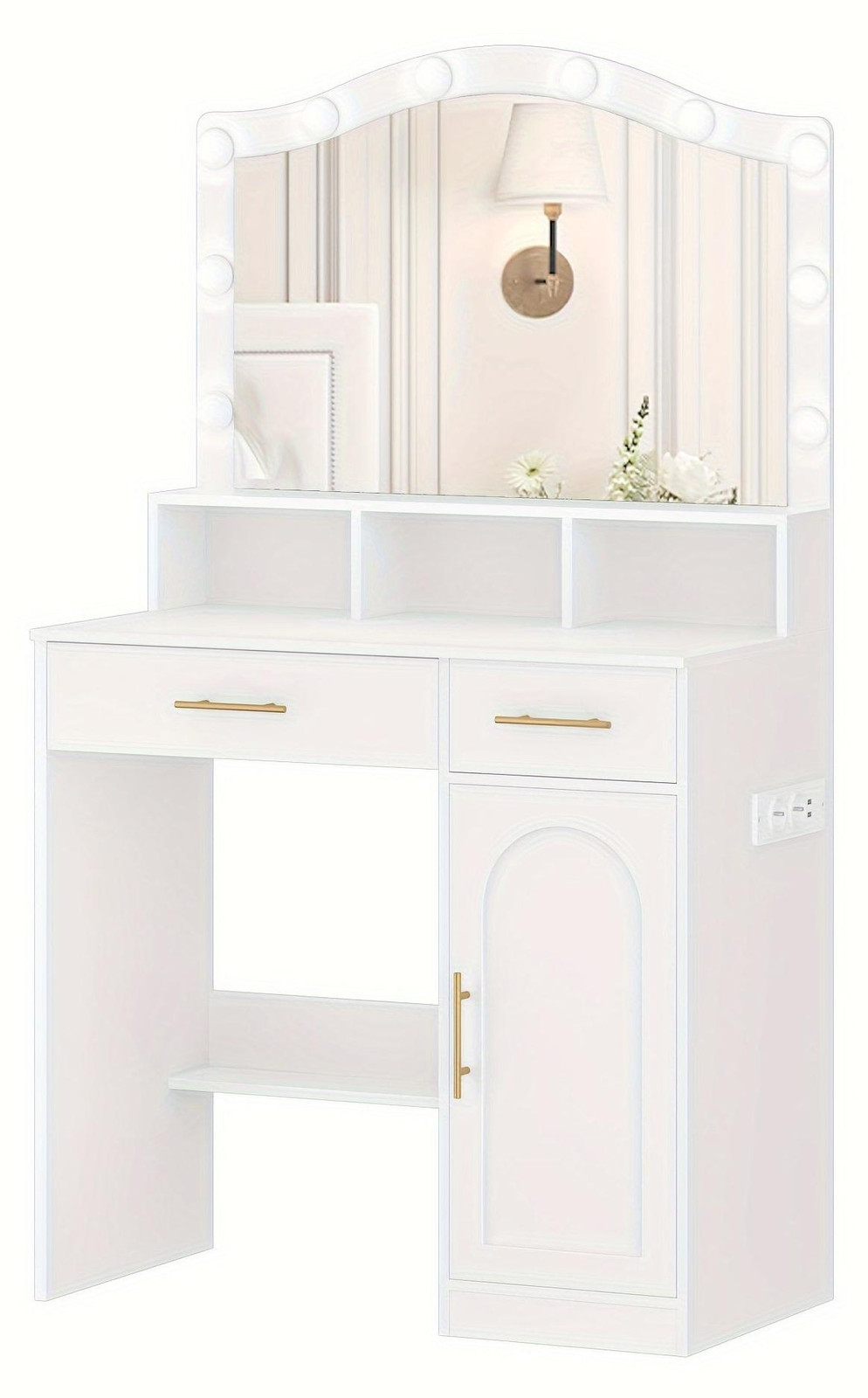 Selius Makeuptafel met LED-verlichting en oplaadstation - Wit