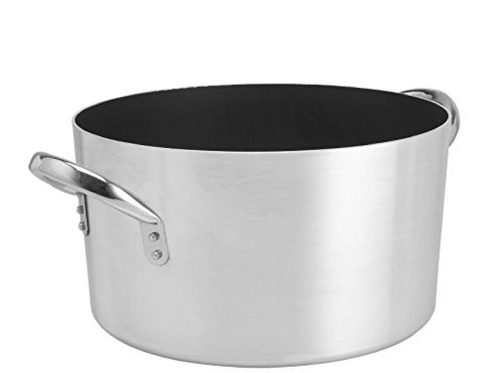 Pentole Agnelli Platinum Hohe Kasserolle aus Aluminium, mit 2 Griffen aus rostfreiem Stahl, Silber, 40 Liter