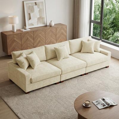 Lumibee Modern Upholstered Chenille Modular Sectional Sofa with Pillow