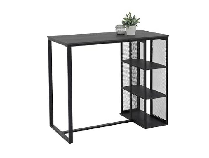 Hela Tische, Bartisch Bistrotisch Klara, Dekor Eiche Dunkelgrau, Metall-Regal-Gestell, 120x60x103cm