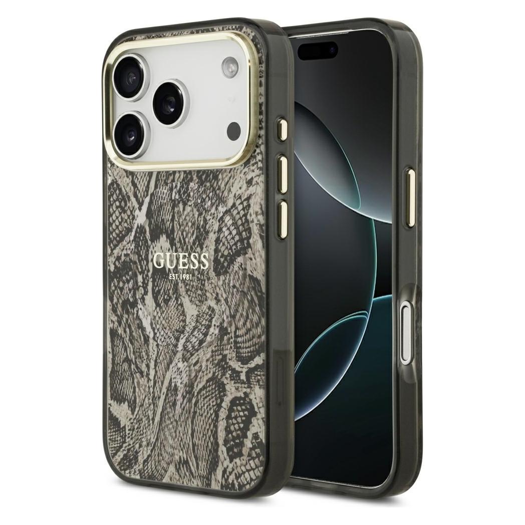 Guess Etui Python Pattern MagSafe do iPhone 18 Pro / 17 Pro brązowy (Apple iPhone 17 Pro, Apple iPhone 18 Pro) (GUE005753)