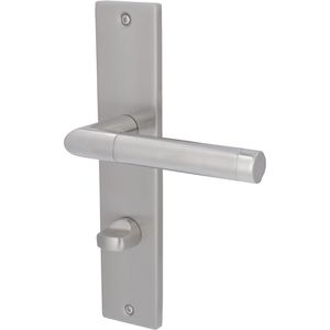 Alpertec Drückergarnitur Dallas Square WC, Edelstahl, mit Langschild, für Bad-/WC-Tür