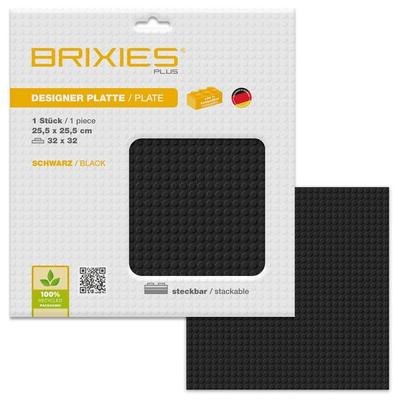 BRIXIES 225012 - Platte 32 x 32 Basic schwarz, Bauplatte, 1 Stück