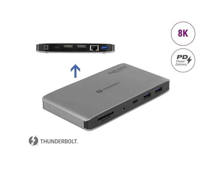 Delock Laptop-Dockingstation DeLOCK Thunderbolt 3 Dockingstation 8K - Dual DisplayPort / USB / LAN