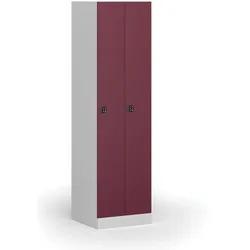 Metallspind S1, schmal, 2 Abteile, 1850 x 500 x 500 mm, Codeschloss, rote Tür
